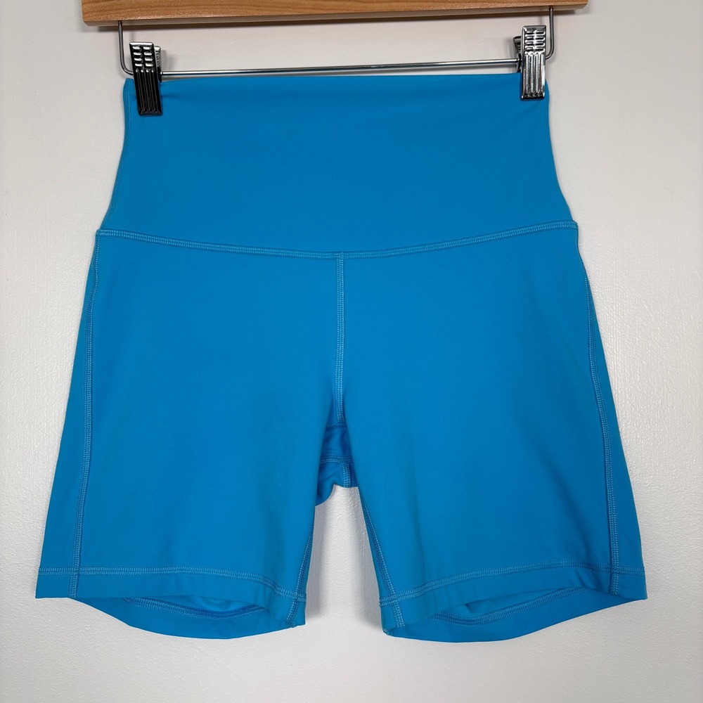 Lululemon Womens Align High-Rise Short Size 6 Cyan Blue LW7CK4S Nulu Yoga Biker